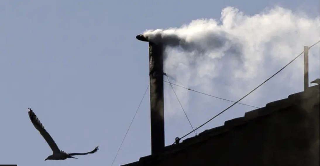 White Smoke and Fire In the Sky